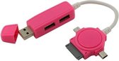 Roze Duo USB Hub met Micro USB Mini USB Dock