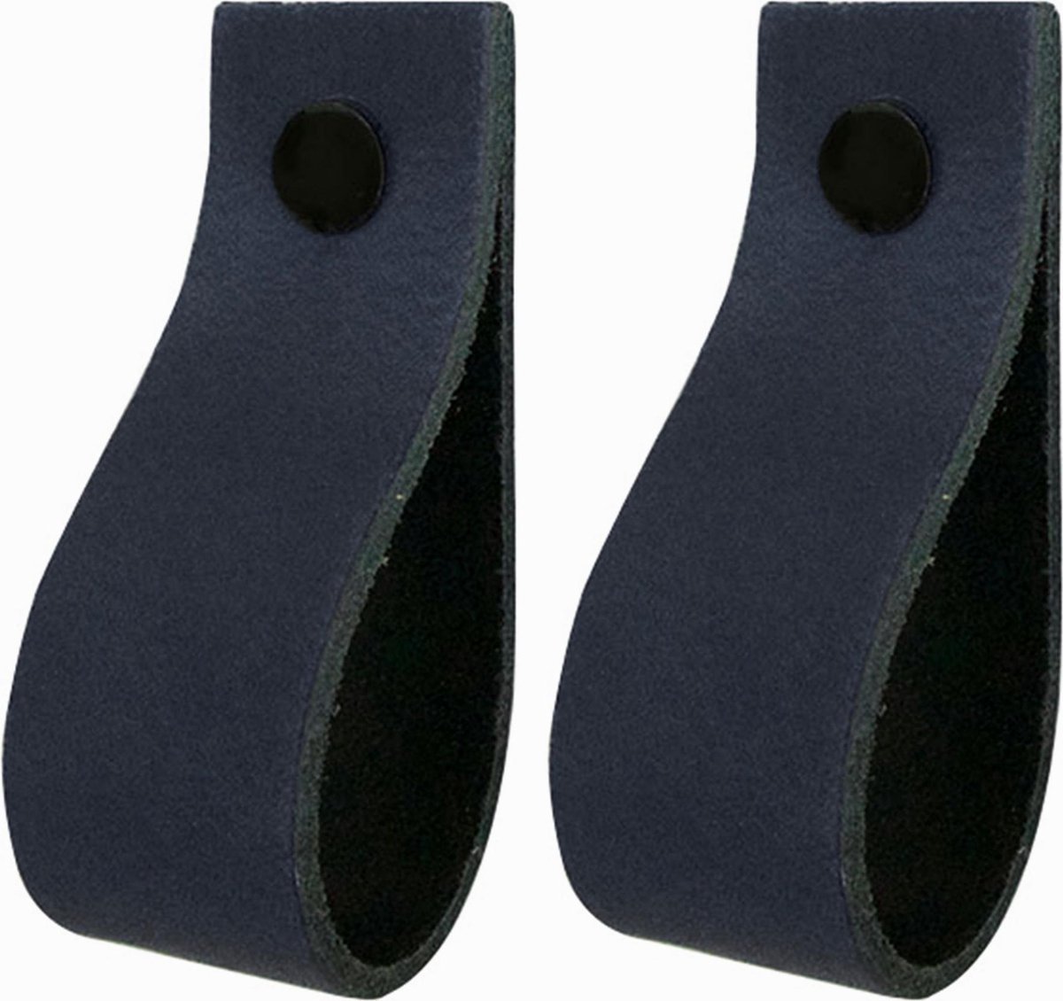 2x Leren handgrepen 'de lus' - maat M (19 x 2,5 cm) -  NAVY - incl. 3 kleuren schroefjes (handgreepjes - leren grepen - greepjes - leren lusjes)