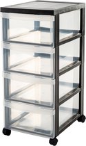 Commode IRIS Design Chest - 4 tiroirs demi-profondeur - Plastique - Noir / Transparent