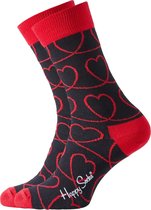 Happy Socks Sokken Love Line | Zwart - Rood | Maat 36-40