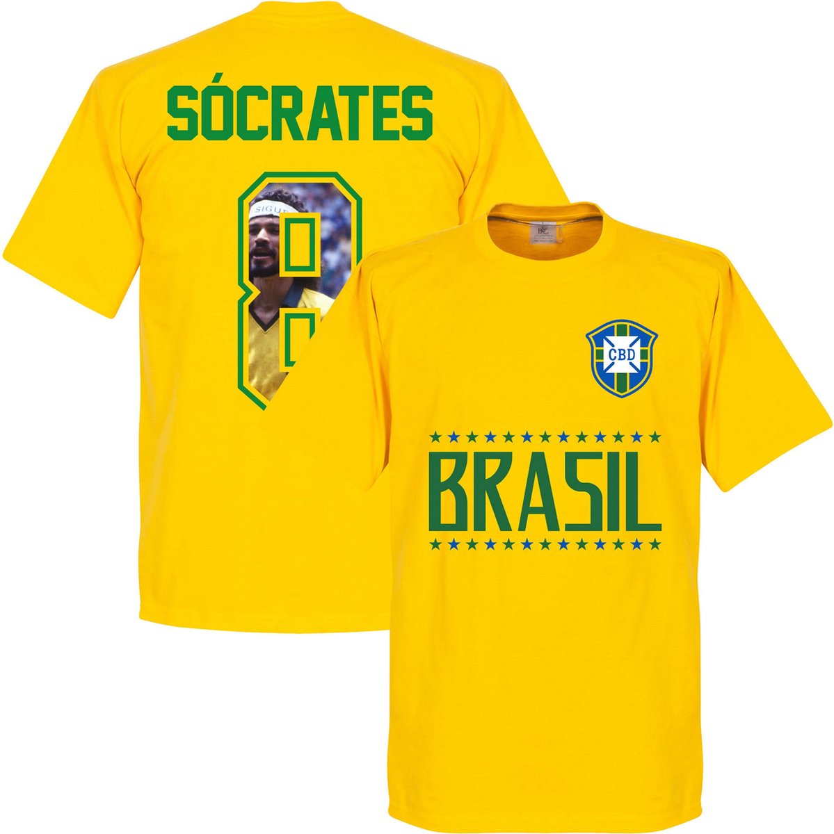 Brazilië Socrates 8 Gallery Team T-Shirt - Geel - XL