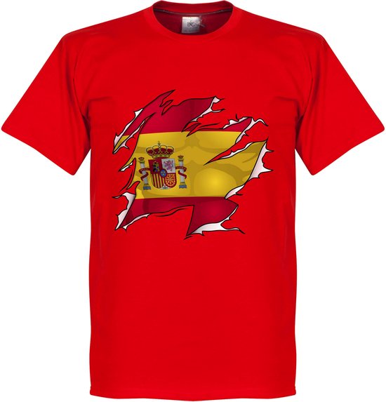 Spanje Ripped Flag T-Shirt - Rood - XXXXL