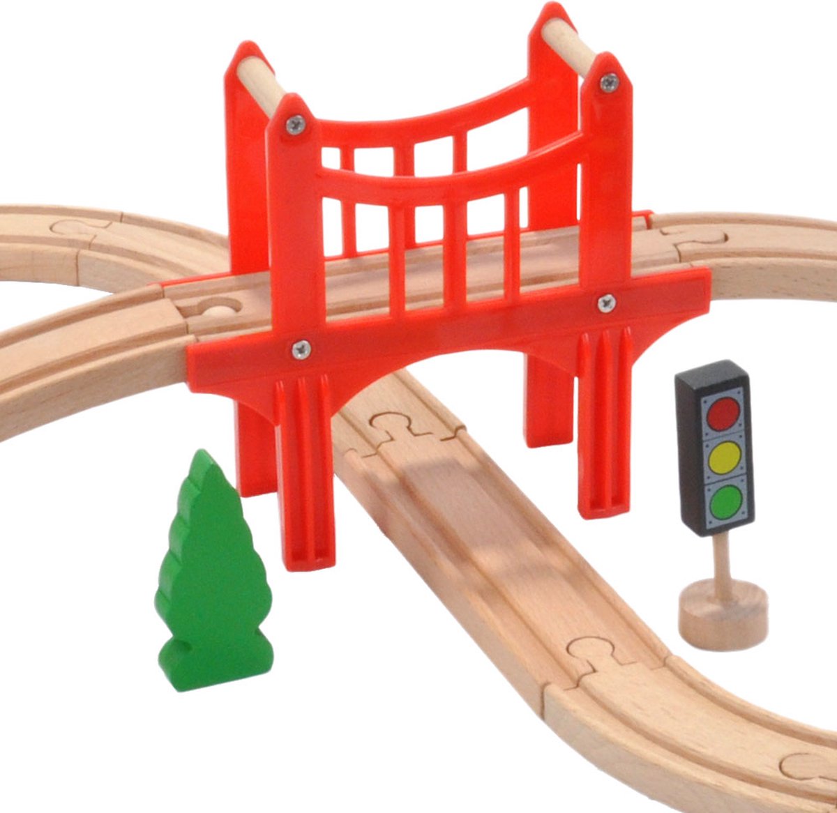 Bandits & Angels Houten Treinset 37 delig vanaf 3 jaar voor Jongens en Meisjes - Trein Set van Hout met 37 delen - Inclusief 1 trein - Treinbaan voor Kinderen met Accessoires — afbeelding 6