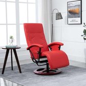 Fauteuil  Rood Kunstleer met Voetenbank / Loungestoel (INCL deken) / Lounge stoel / Relax stoel / Chill stoel / Lounge Bankje / Lounge Fauteil