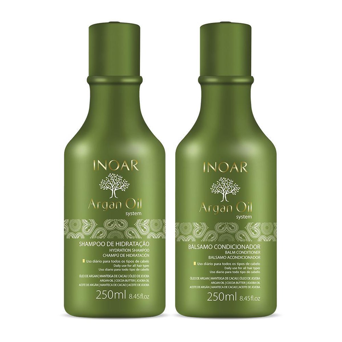 Inoar Argan Oil Keratine Treatment Keratin Shampoo Conditioner 2x250ml