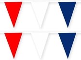 2x Cuba stoffen vlaggenlijnen/slingers 10 meter van katoen - Landen feestartikelen versiering - WK duurzame herbruikbare slinger rood/wit/blauw van stof