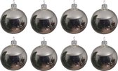 8x Zilveren glazen kerstballen 10 cm - Glans/glanzende - Kerstboomversiering zilver