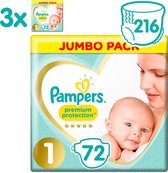 Pampers Premium Protection Luiers - Maat 1 (2-5 kg) - 216 stuks - Jumbo Pack