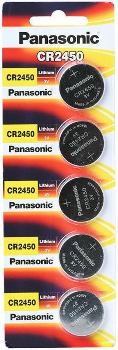 5 stuks - Panasonic CR2450 3V Knoopcelbatterij Lithium ( beschadigde verpakking ) batterijen zijn nieuw