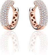 Jewels Inc. - Oorbellen - Oorringen gezet met Zirkonia - 5mm Breed - 15mm∅ - Roségoud Verguld Zilver 925