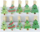 Mini wasknijpertjes Dennenboom Kerst 10 stuks