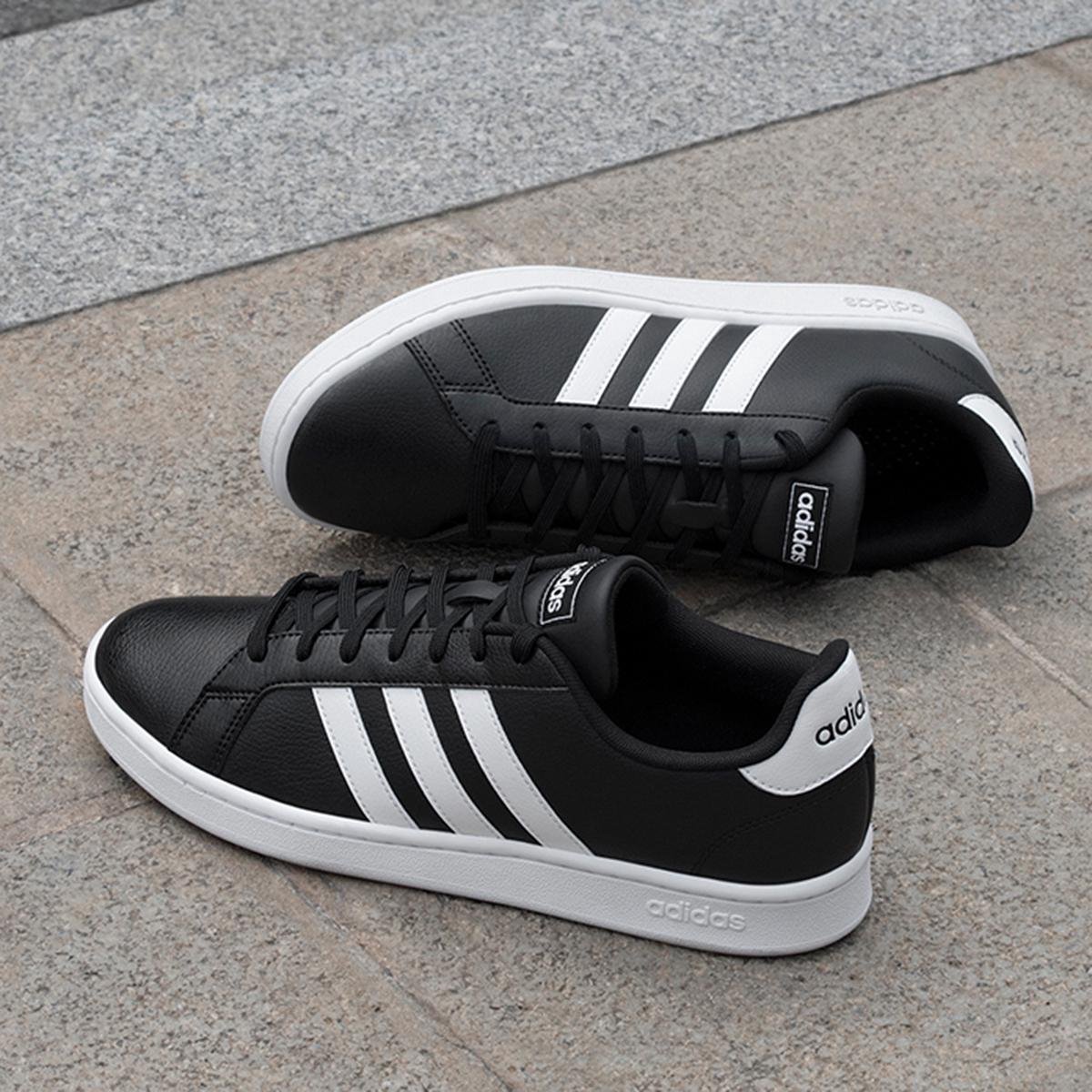 adidas black court shoes