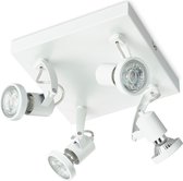 Prolight Anzio Plafondlamp - Opbouwspot - 4 Lichtpunten - Industrieel - Geïntegreerde LED - Wit
