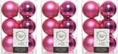 36x Fuchsia roze kunststof kerstballen 6 cm - Mat/glans - Onbreekbare plastic kerstballen - Kerstboomversiering fuchsia roze