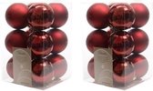 24x Donkerrode kunststof kerstballen 6 cm - Mat/glans - Onbreekbare plastic kerstballen - Kerstboomversiering donkerrood