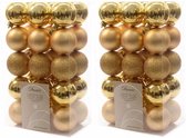 60x Gouden kunststof kerstballen 6 cm - Mix - Onbreekbare plastic kerstballen - Kerstboomversiering goud