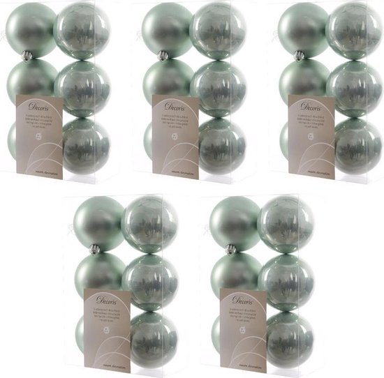 30x Mintgroene kunststof kerstballen 8 cm Mat/glans Onbreekbare