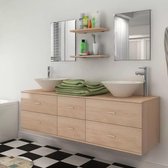 Complete Badkamer Meubelset (Incl 3 handdoeken) 9 delig beige met Wasbak en kraan - Badkamerset - Meubelset badkamer