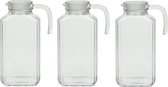 3x Glazen schenkkan met handvat 1,7 L - Schenkkannen/Waterkannen/Sapkannen/Limonadekannen 3 stuks