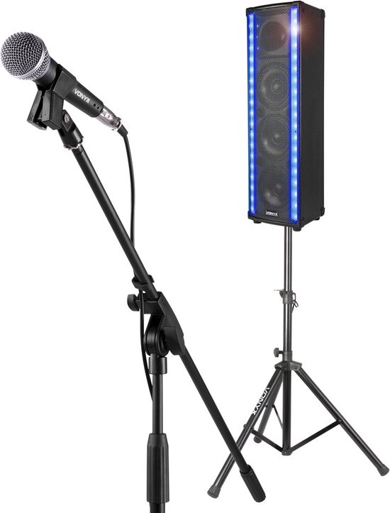 Vonyx Karaokeset met de Vonyx LM80 LightMotion Bluetooth speaker op  standaard | bol.com