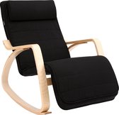 Fauteuil à bascule Songmics avec repose-pieds - Chaise longue réglable - Chaise relaxante - Tissu en lin - Noir