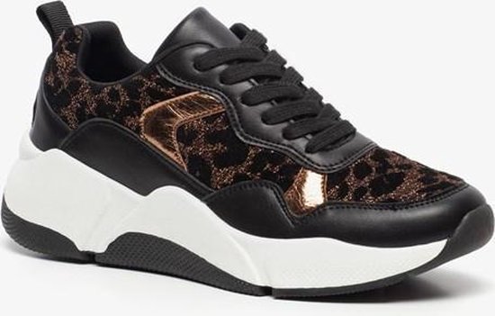 Blue Box dames leopard dad sneakers - Zwart - Maat 37 | bol.com
