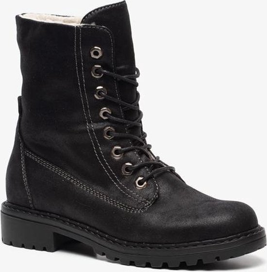 | Blue Box gevoerde dames veterboots Zwart Maat 41 Goedkope gevoerde boots Dames Schoenen in maat 40 in de