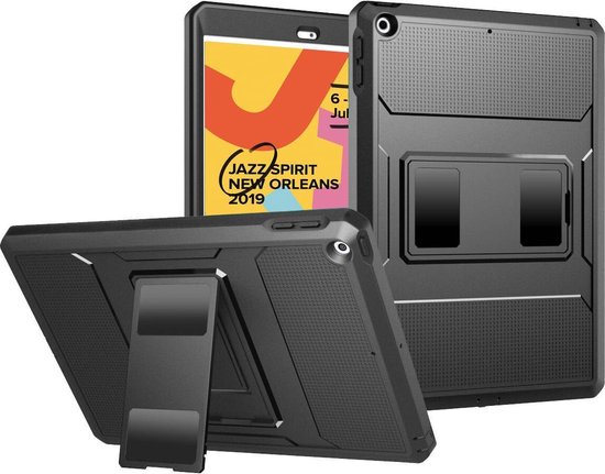 Smeren Een computer gebruiken Neuropathie Cazy iPad 2021/2020 Hoes - 10.2 inch - Stevige tablethoes met  screenprotector - Zwart | bol.com