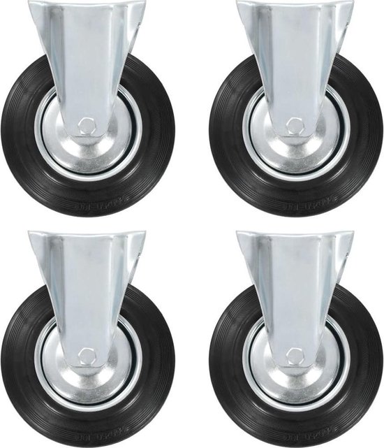 DBREAKS Zware wielen, 200 mm transportwielen, 4 stuks plaatwielen, 4 x zwenkwielen met rem, 360° massief rubberen wielen, 2000 kg meubelwielen voor lastafel
