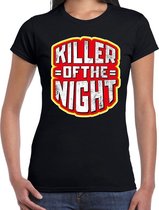 Halloween Halloween killer of the night verkleed t-shirt zwart voor dames - horror shirt / kleding / kostuum XS