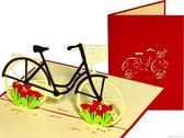 Cartes Popcards Pop-up - Carte de vœux pop-up Souvenir Bicycle Tulips Holland