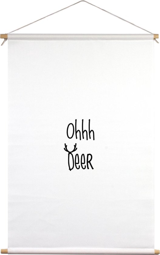 Ohhh Deer | Textielposter | Textieldoek | Wanddecoratie | 45 CM x 67,5 CM | Kerst | Kerstdecoratie