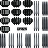 Dragon Darts - 10 sets (30 stuks) Pentathlon darts flights - zwart - incl. 10 sets (30 stuks) - medium - darts shafts - zwart