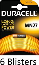 6 Stuks (6 Blisters a 1 st) Duracell MN27 - GP27A - A27 - L828 12V alkaline batterij