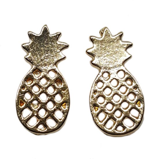 Rhylane – Ananas Oorknopjes – Goudkleurig - Fashion Oorbellen – Vrouwen – Oorbellen - 10 bij 8 mm