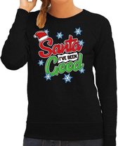 Foute kersttrui / sweater  Santa I have been good zwart voor dames - kerstkleding / christmas outfit S (36)