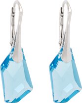 DBD -  Zilveren Oorbellen - Kristal - Asymmeterisch  - Aquamarijn Blauw - 18MM - Anti Allergisch