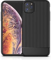 Gestreept telefoonhoesje geschikt voor Apple iPhone 11 Pro Max Hoesje Zwart - Shockproof