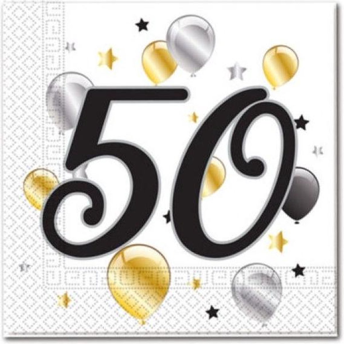 Servetten -50 Jaar - Ballonnen - 33cm 20st