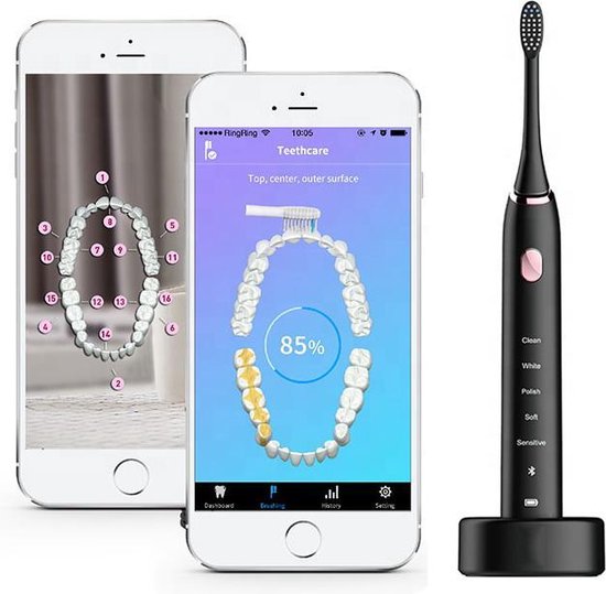 Denteaux SmartSonic X5 - Slimme Elektrische Tandenborstel met App - Zwart |  bol.com