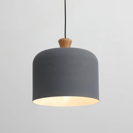 Hanglamp Grijs Aluminium met hout - Valott Aune