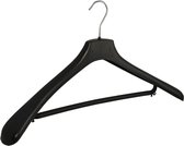 De Kledinghanger Gigant - 50 x Mantel / kostuumhanger kunststof zwart met schouderverbreding en broeklat, 50 cm