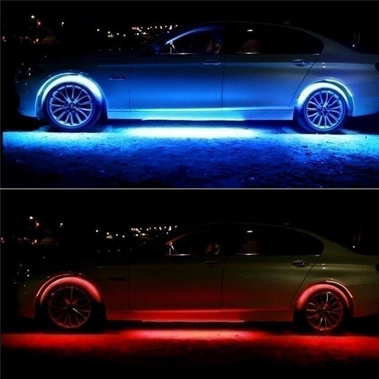 Begeleiden correct vlinder 4 stks Waterdichte RGB LED Auto Decoratie Verlichting Strip Neon Sfeer Lamp  Kit met... | bol.com