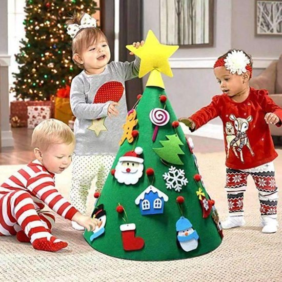 geur Communicatie netwerk Wild Kinder Speelgoed Kerstboom van Vilt - Inclusief versiering - 3D - DIY -  Kerstcadeau | bol.com