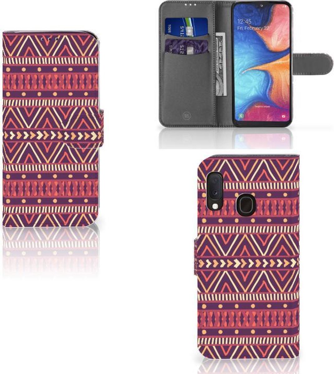 Samsung Galaxy A20e Telefoon Hoesje Aztec Paars