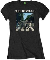 The Beatles Dames Tshirt -S- Abbey Road And Logo Zwart