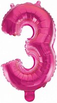 Wefiesta Folieballon Cijfer 3 41 Cm Roze