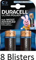 16 Stuks (8 Blisters a 2 st) Duracell Ultra Power C Batterijen - Alkaline