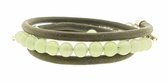 KIYAYO Groene leren wikkelarmband met groene aventurijn