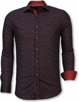 Italiaanse Overhemden - Slim Fit Overhemd - Blouse Yang Pattern - Bordeaux